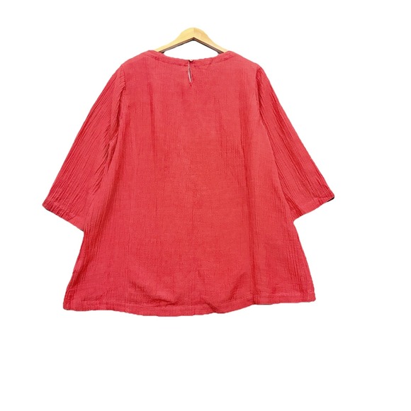 Soft Surroundings Size 1X Rust Blouse Oceo Gauze Tunic Tunic 3/4 Sleeve Beachy - Picture 3 of 10